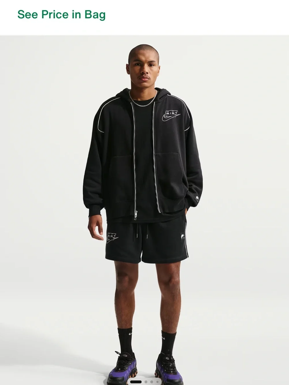 Nike air - Black Men’s fleece Shorts with White Logo